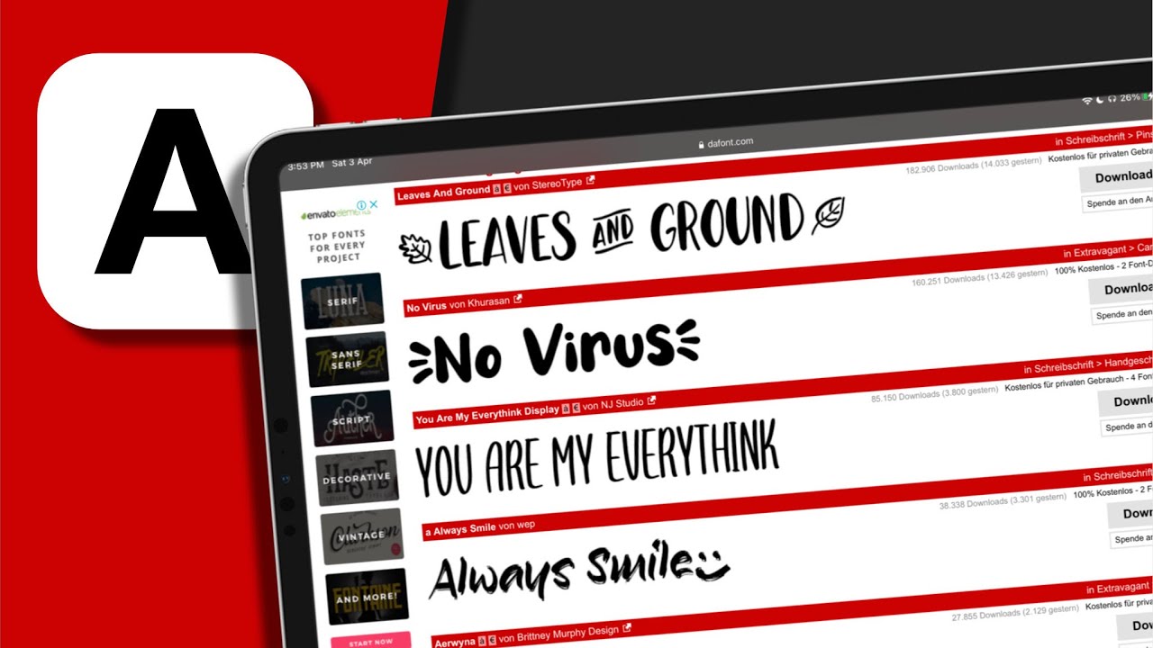 How to download the font for free from DaFont and install it on an iPad -  Flexcil