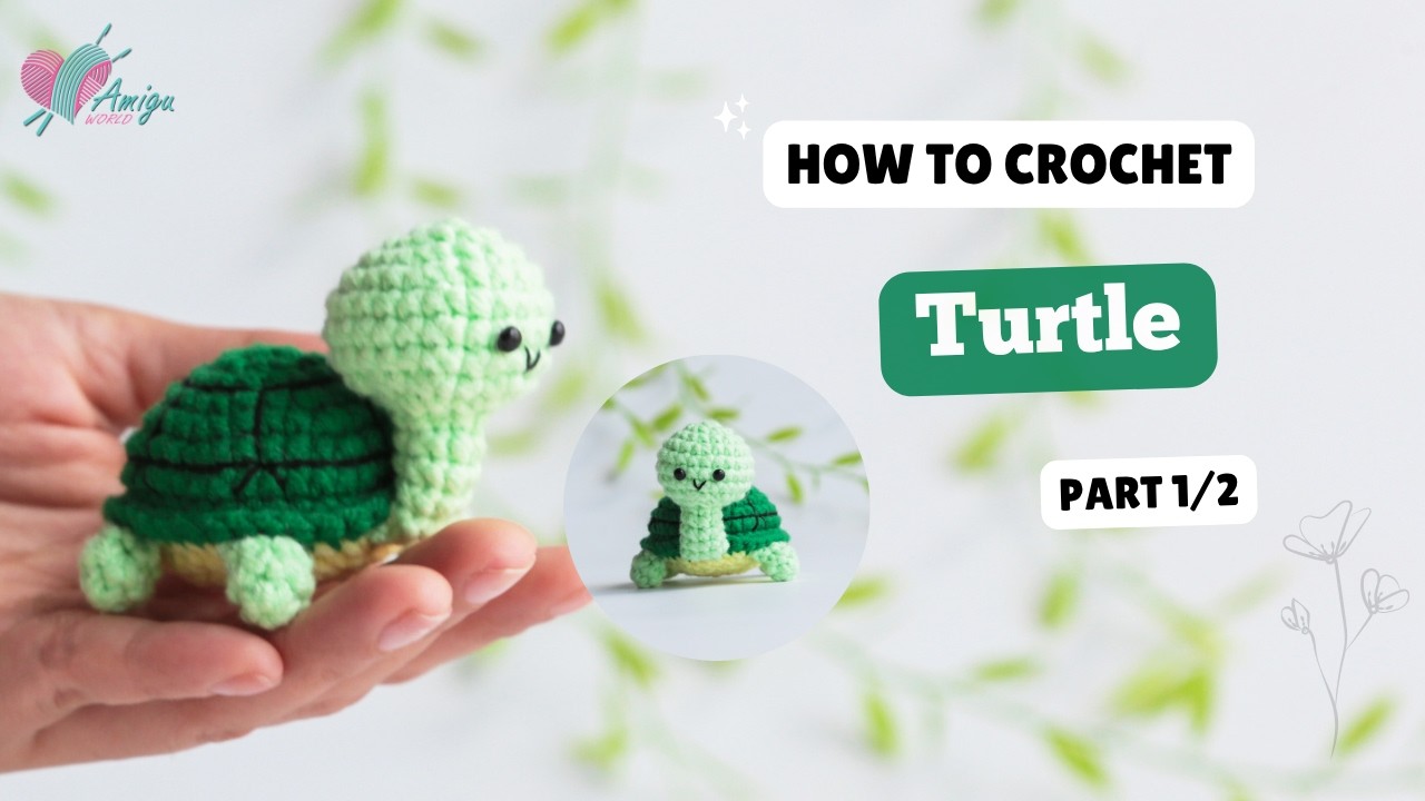 #758 | Crochet Tiny Turtle Keychain (1/2) | Crochet Sea Animal Amigurumi | Free Pattern | Amiguworld