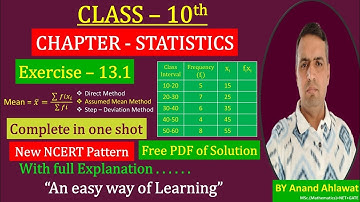 Class 10th Statistics | Class 10 Chapter Statistics exercise 13.1 | 10th Maths Ex 13.1 @Mathsderive