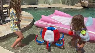 Pool Toy Review - Inflatable Octopus Ring Toss & Basketball Hoop