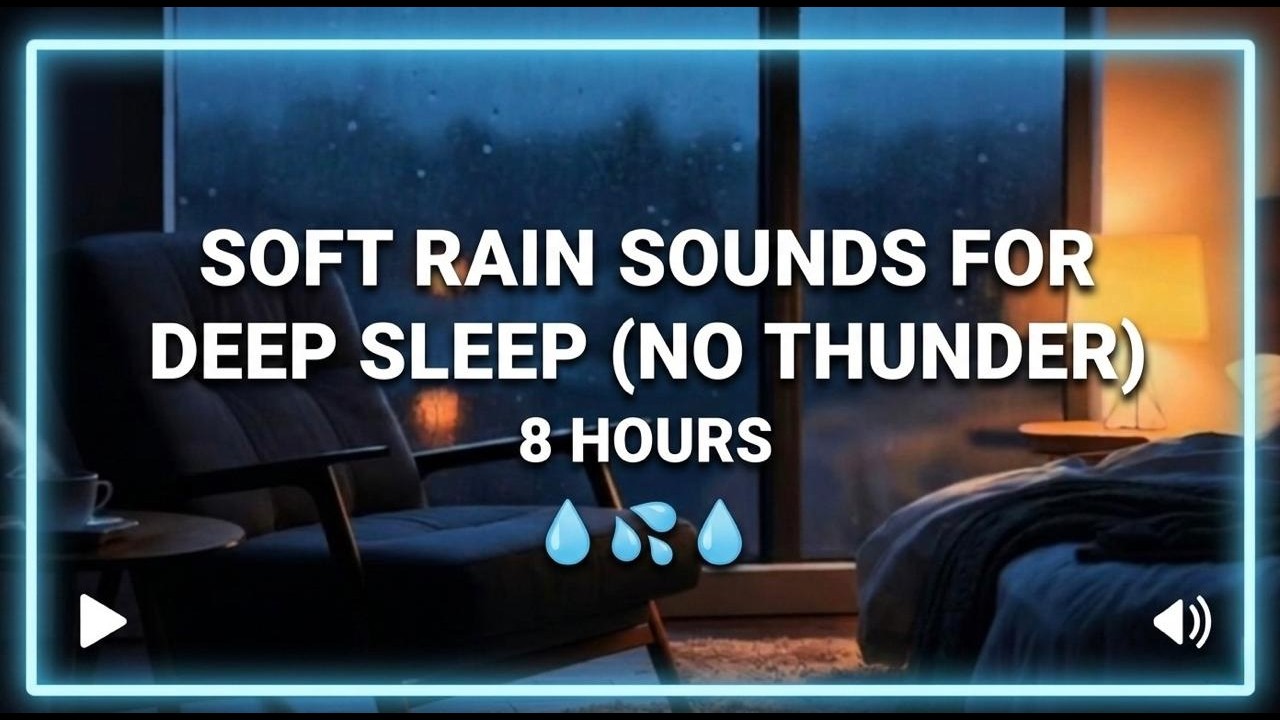 Soft Rain Sounds for Deep Sleep (No Thunder) 🌧️ | Gentle Night Rain Ambience (8 Hours)