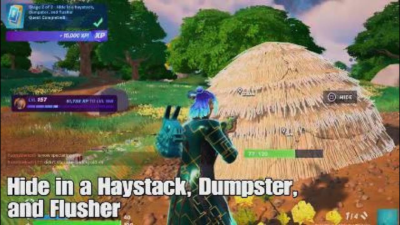 Hide in a Haystack, Dumpster, and Flusher - Stage 2 of 2 - Fortnite ...