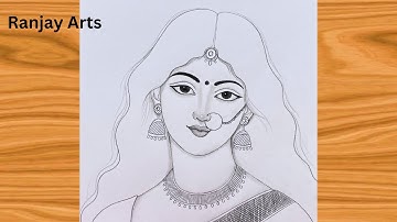 How to draw Radha Rani-Step by step (outline drawing)