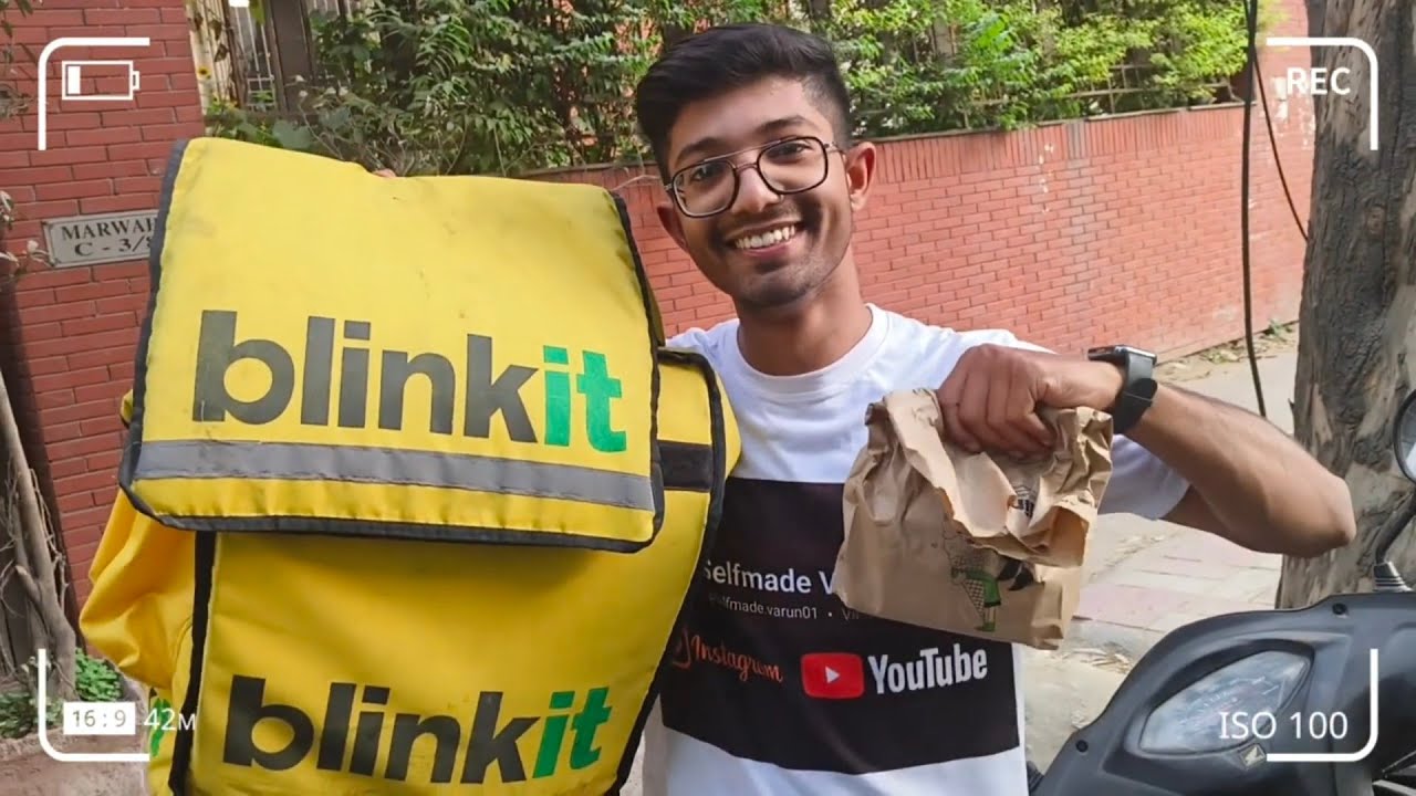 I Became a Blinkit Rider 📦 #selfmadevarun #blinkit #24hours - YouTube