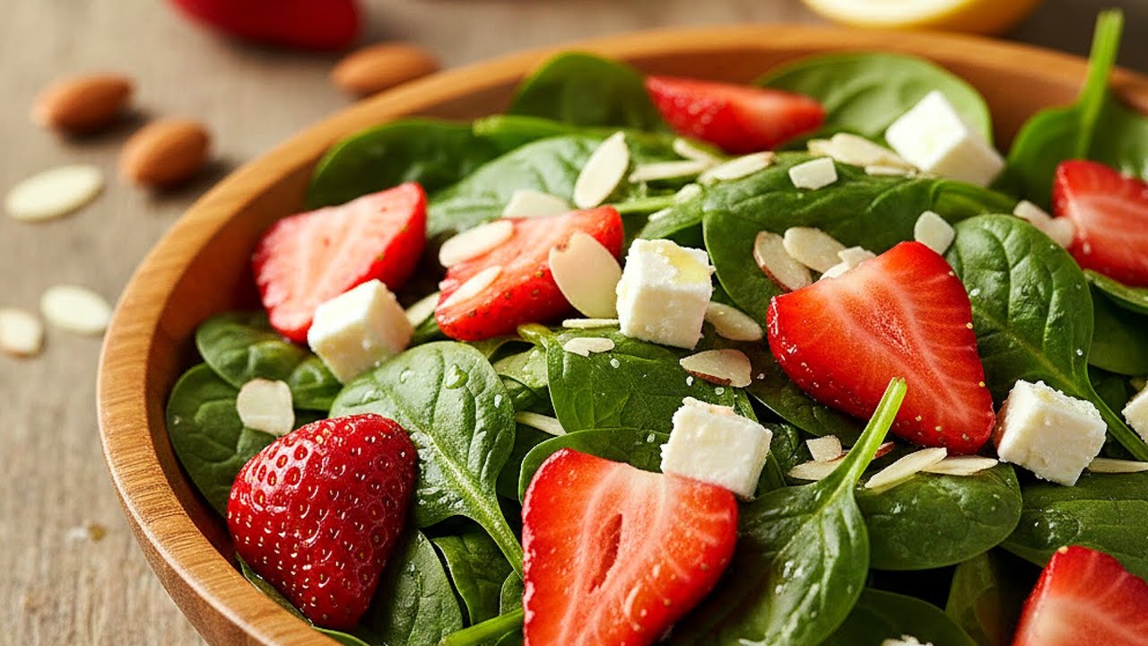 Sweet and Salty Harmony | Spinach Strawberry Salad You’ll Want Again 🍓