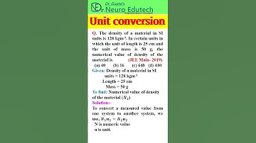 Unit conversion -Density#shorts #shortsvideo #youtubeshorts