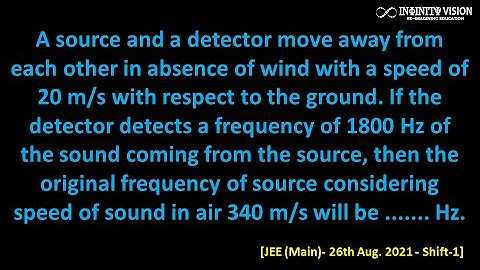 A source and a detector move away from each other: Doppler effect [JEE (Main)- 26th Aug. 2021 ]