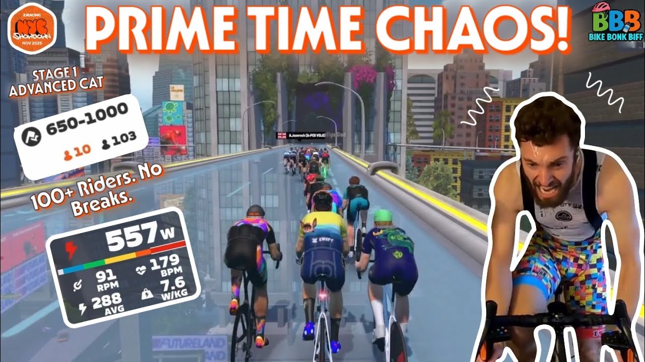 Prime Time Chaos! | Zwift Race - NYC Showdown (Advanced CAT, Times Square Circuit)