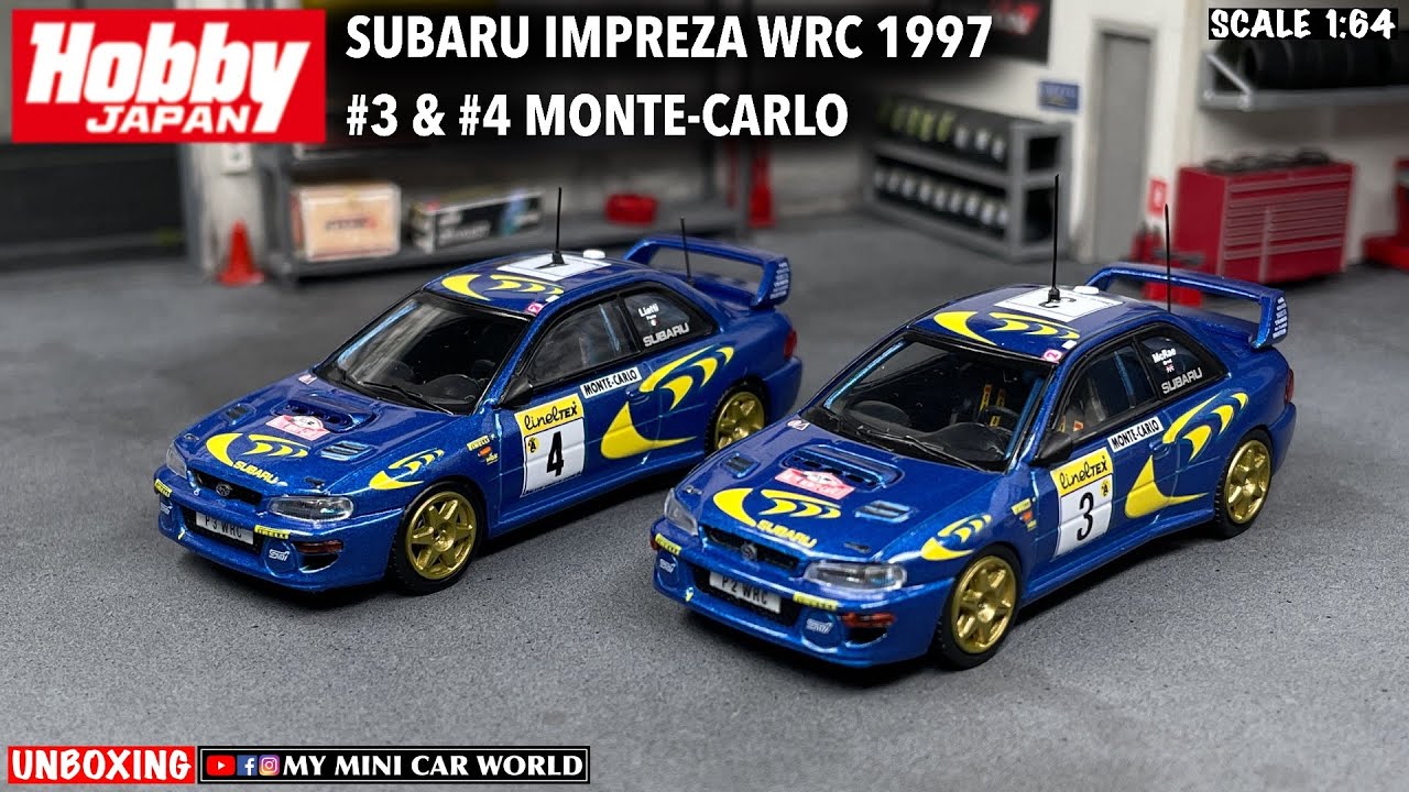 『MY MINI CAR WORLD』UNBOXING HOBBY JAPAN 1/64 SUBARU IMPREZA WRC 1997 # 3 &  # 4 MONTE-CARLO