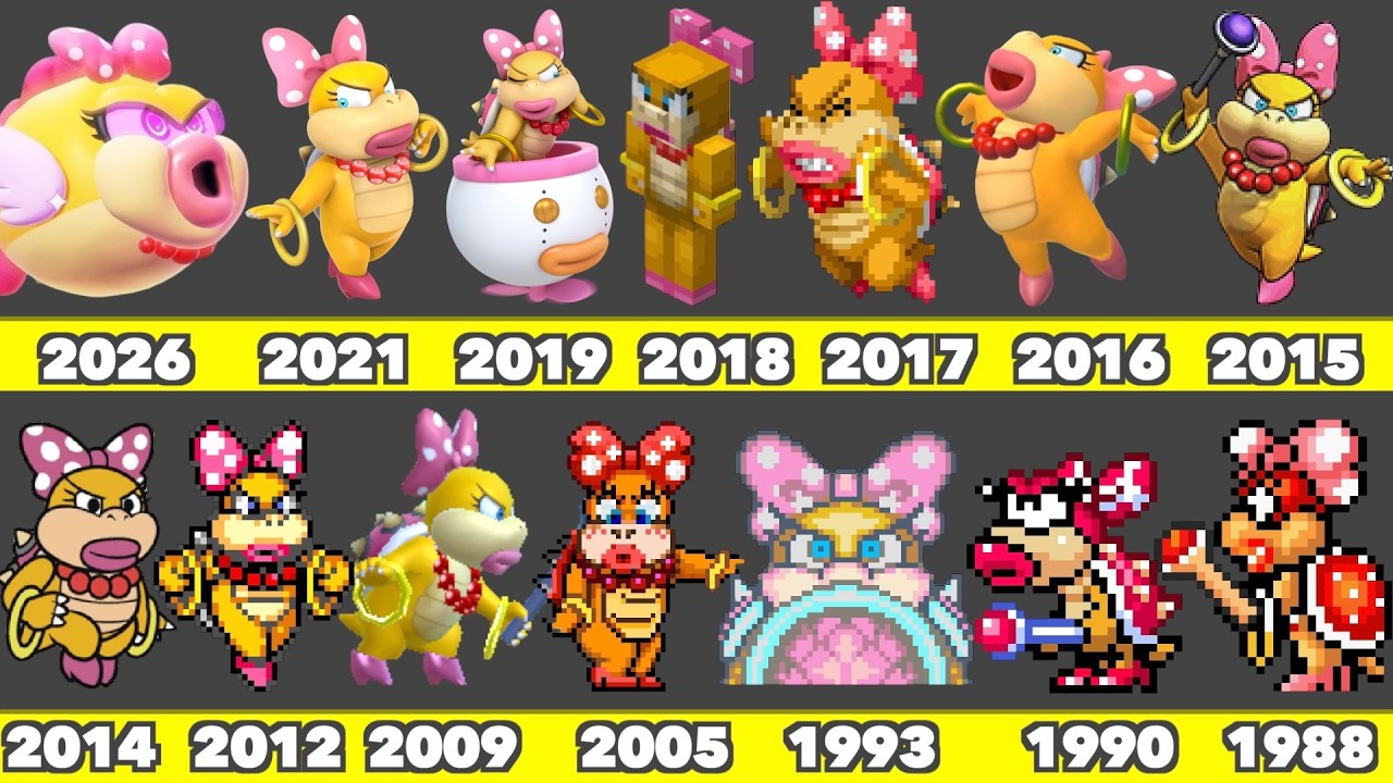 Evolution of Wendy Koopa Game Graphics In Nintendo Games (1988-2026)