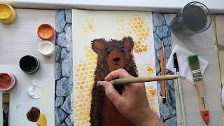 Медведь и пчелы. Нетрадиционное рисование для дошколят.