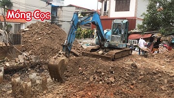 Máy Xúc Đào Móng Nhà , Vét Đầu Cọc - Tổng 38 Cọc Ép Sâu 5 Mét