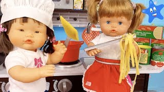 Ani y Ona NENUCO cocinan pasta y ganan un premio con Playset de comida de juguetes