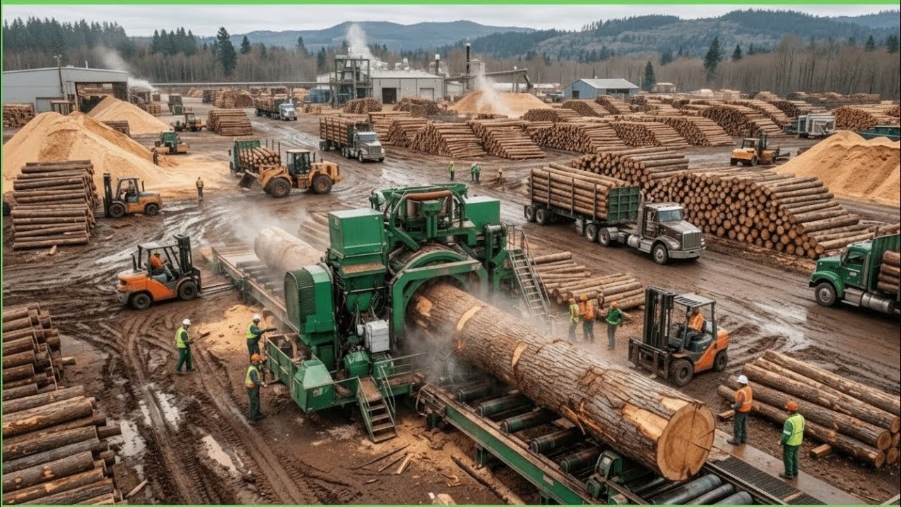 From Giant Logs to Fine Furniture 🪵 | Inside the World’s Biggest Wood Sawmill (Full Process)