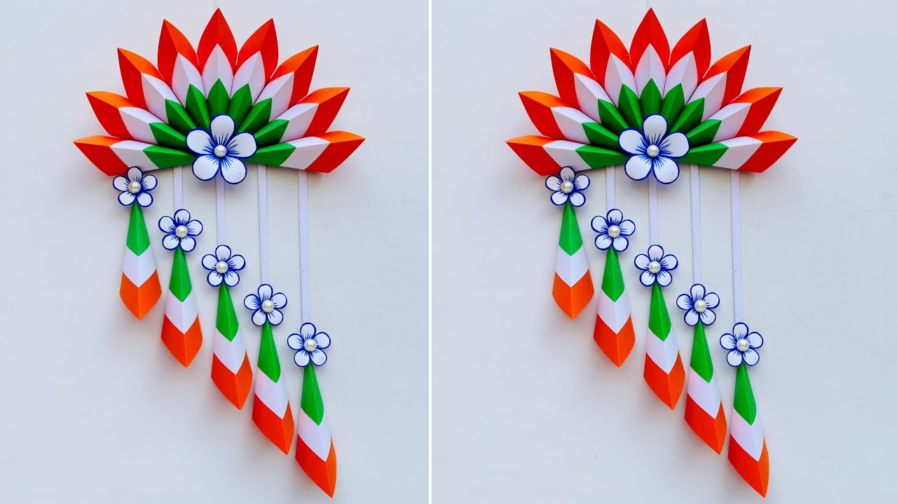 DIY Tricolor wall decoration ideas // Republic Day Wallhanging Craft // 26th January craft
