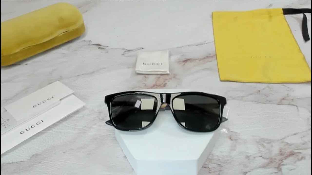 Gucci Gucci-Logo Men's GG0687S 002 Black-Gold/Grey Polarized