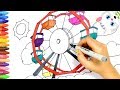 Menggambar dan mewarnai Ferris Wheel | Cara Menggambar dan Mewarnai TV Anak