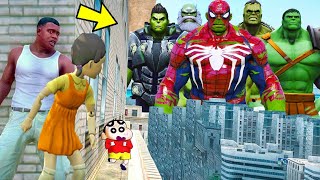 Franklin and Shinchan & Pinchan play HIDE AND KILL with Squid Game Doll In GTA 5