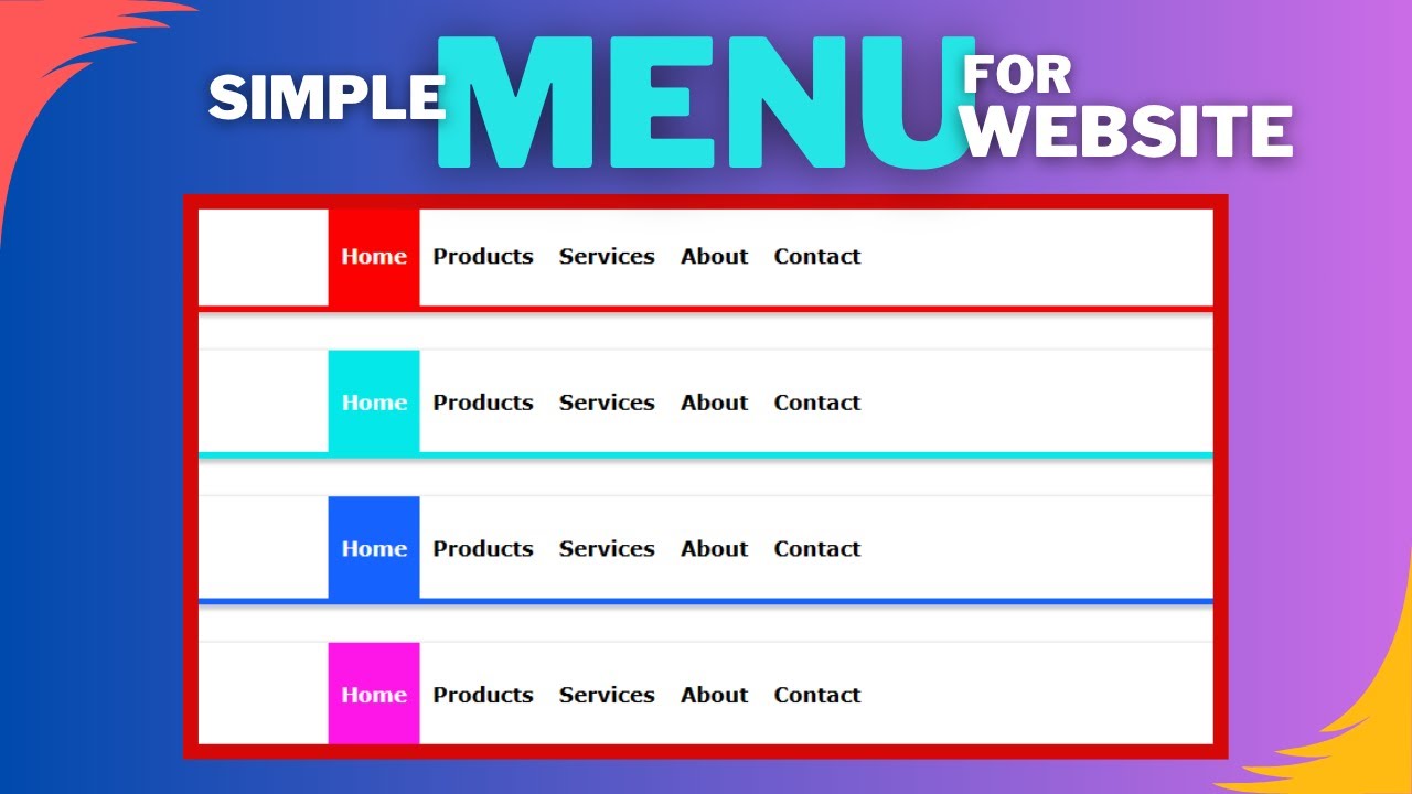 Simple Menu creation for Website HTML CSS ⁨#coding #htmlcss # ...