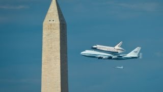 Space shuttle Discovery's final flight over D.C.