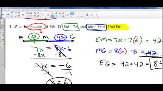 Segment Addition Postulate - Homework questions 1 & 2