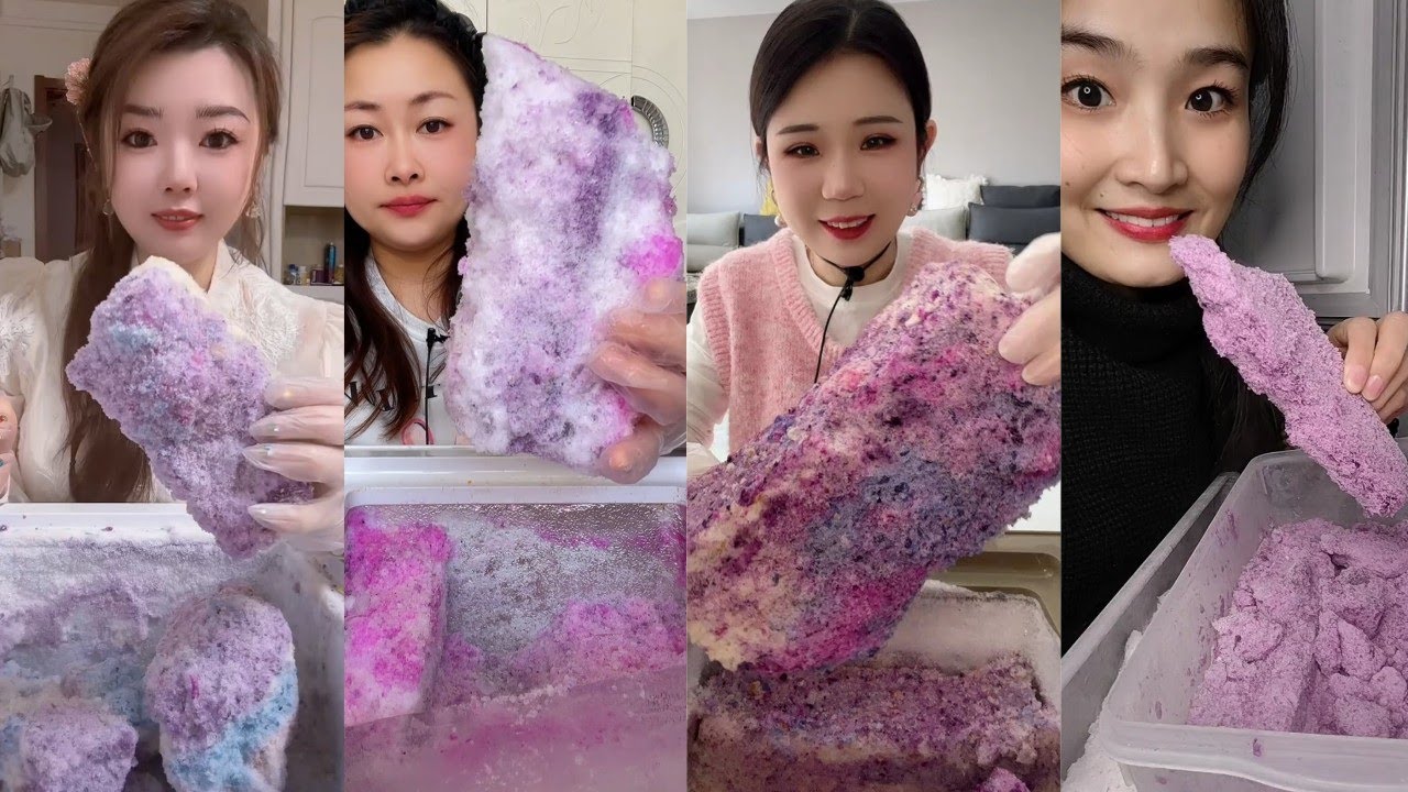 ONLY BITES🔷FLAVOURED MIXED DRY SOFT SQUEAKY FREEZER FROST CHUNKS EATING COMPILATION🧊