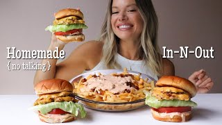 Homemade In n Out MUKBANG | No Talking (Talking Removed) Double Double Animal Style Burgers + Fries