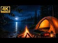 Relaxing Campfire by the Lake at Night 🔥 Rain Sounds &amp; Cozy Tent Ambience for Deep Sleep (4K)
