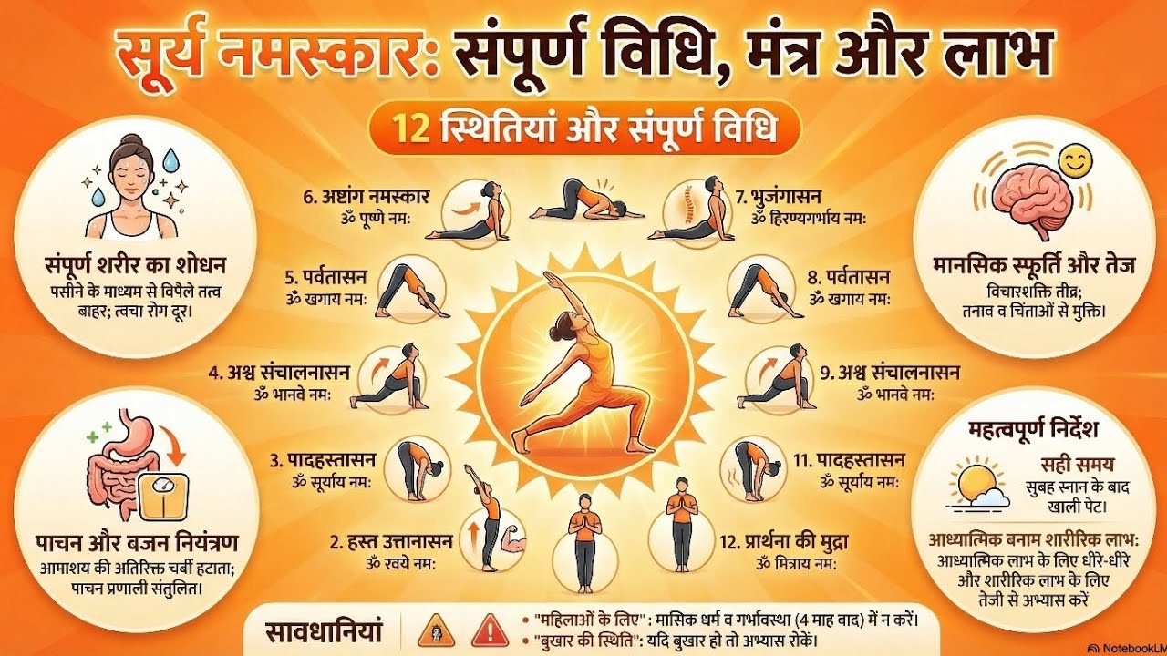 योगासन-9 सूर्य नमस्कार: विधि, मंत्र एवं लाभ