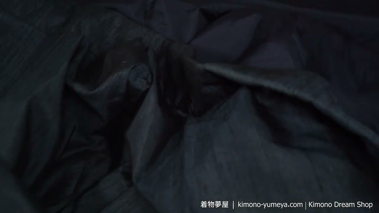 Vintage Blue with Black Lines Men's Kimono - Textured Mixed Fabric Silk & Wool Blend - Raw Silk