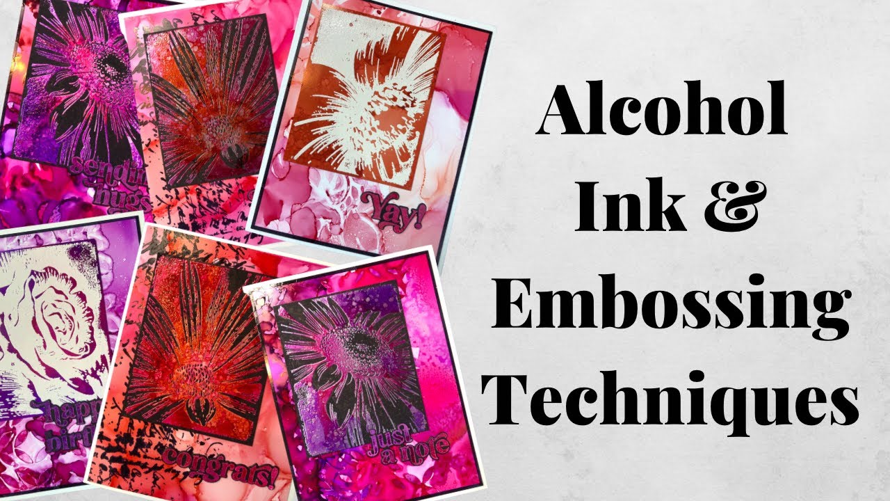 Using Alcohol inks with Stencils and Embossing - YouTube
