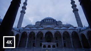 Süleymaniye Mosque Morning Walk at Sunrise, Istanbul Turkey, City Sounds 4k