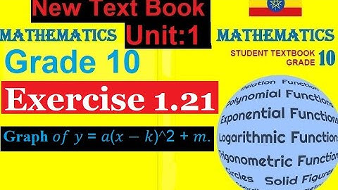 Mathematics Grade 10 Unit-1 Exercise 1.21:- Graph 𝑜𝑓 𝑦 = 𝑎(𝑥 − 𝑘)^2 + 𝑚.  @mathT_21