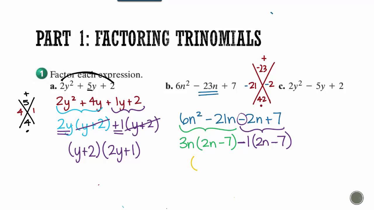 Algebra 1- Section 8.5: Factoring with a /= 1 - YouTube