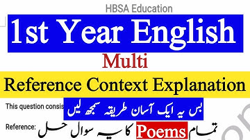 how to attempt 1st year English Book 3 poem stanza |how to Explain reference to context|Multi stanza
