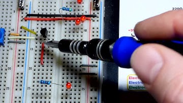 Voltage controlled sliding LEDs using 2N2222 NPN BJT emitter follower set by trimpot Electronzap