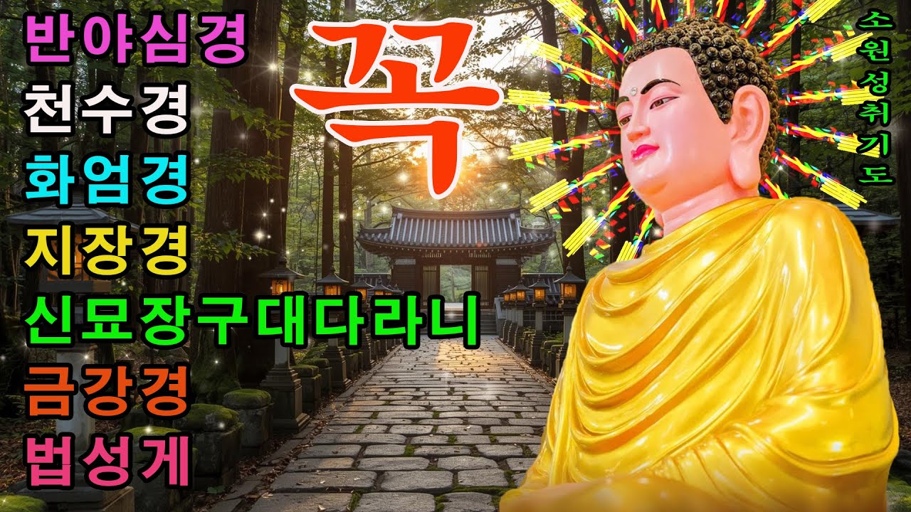 하루 1번만 들어라, 막힌 운이 풀리고 소원이 이루어지는 건강, 성공, 행운, 재물, 부자 불경 🙏 반야심경, 천수경, 금강경, 관세음보살정근, 석가모니불정근, 약사여래불정근