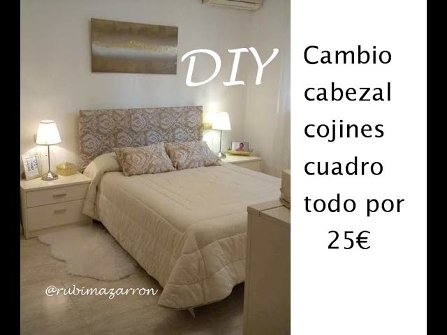 Diy Nueva funda de cabezal de cama, cojines y cuadro por 25€ 