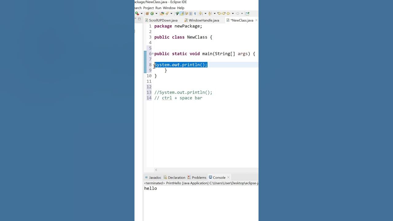 short cut keys for print in java clipse ID #youtubeshorts #shortvideos ...