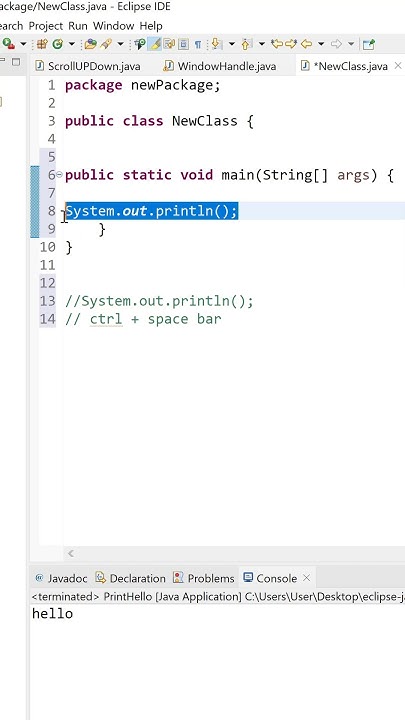 short cut keys for print in java eclipse ID #youtubeshorts #shortvideos ...