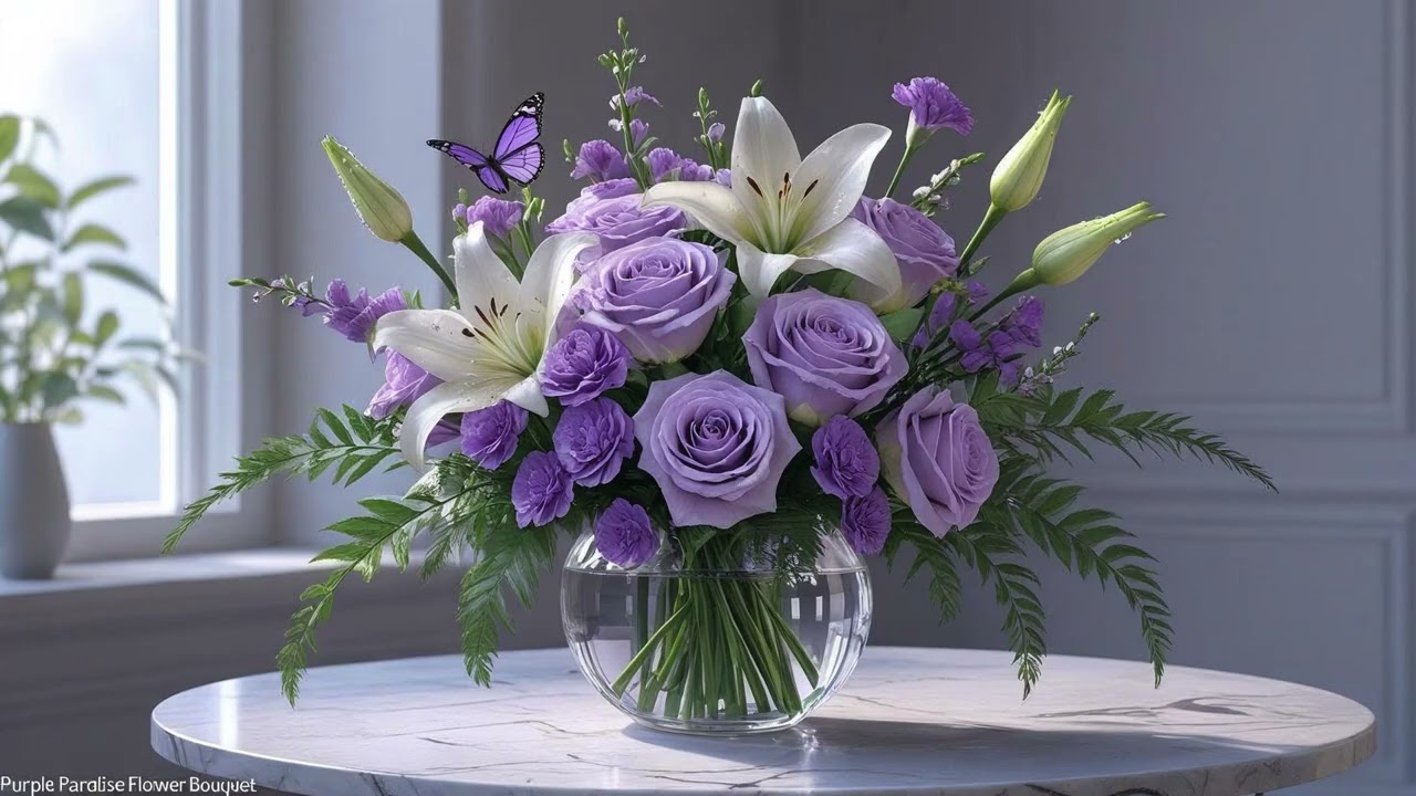 Purple Paradise Flower Bouquet | 1 Hour Hyper-Realistic Floral Art Screensaver (No Music)