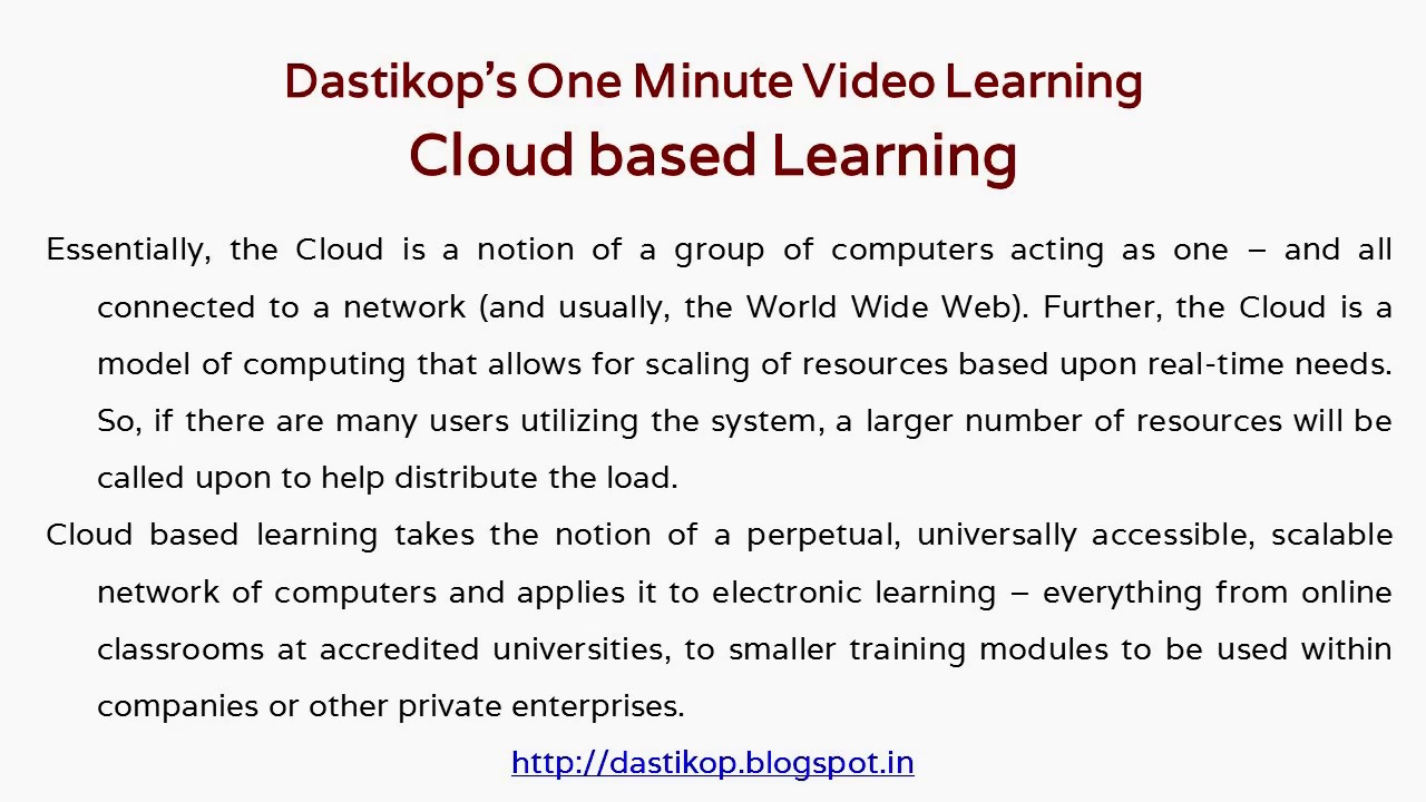 T-366-What is Cloud based Learning?