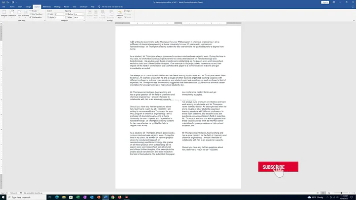 Hw to have both paragraph and column in the same Microsoft word document