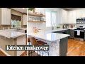 DIY KITCHEN MAKEOVER! Cabinet Painting, Square Tile Backsplash, Wallpaper 2022