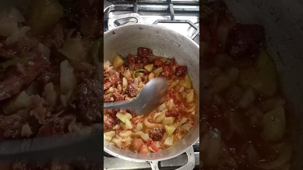 Corn pork and chow chow with dumplin,yam,irish,corn and sweet potato.