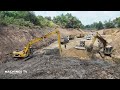 Pretty Impressive Canal Construction Like Pro Bulldozer Paving Skills, Excavator Trimming Slope