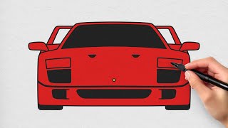 How to Draw a Ferrari F40 Easy | Step by Step Car Drawing