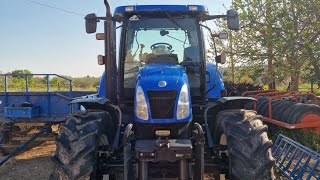 new holland t6030 one day of deep ploughing auto drive at work