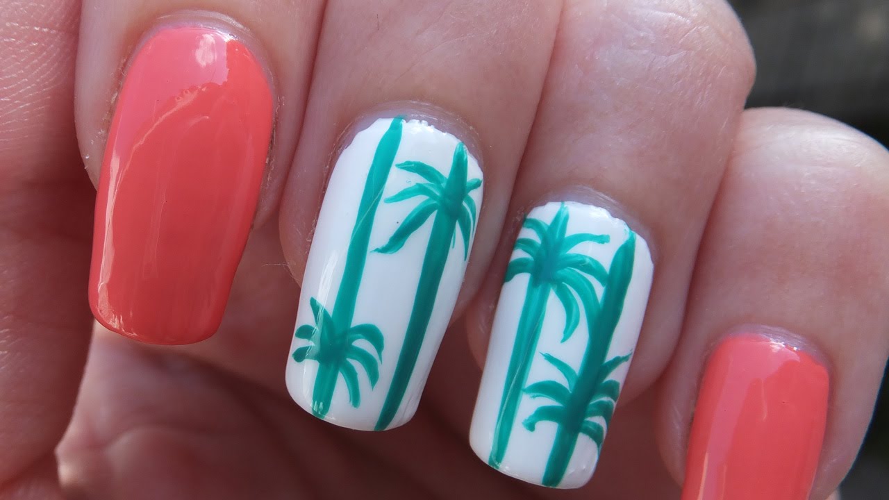 7. Palm Tree Nail Art for a Tropical Twist - wide 8