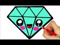 how to draw diamond  | como dibujar un diamante / como desenhar um diamante